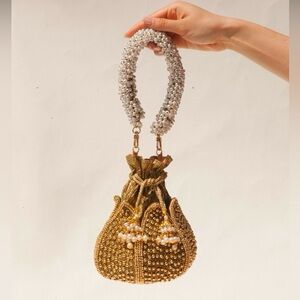 RAMLA Leyla Gold and Pearl Soft Purse Sz 0s